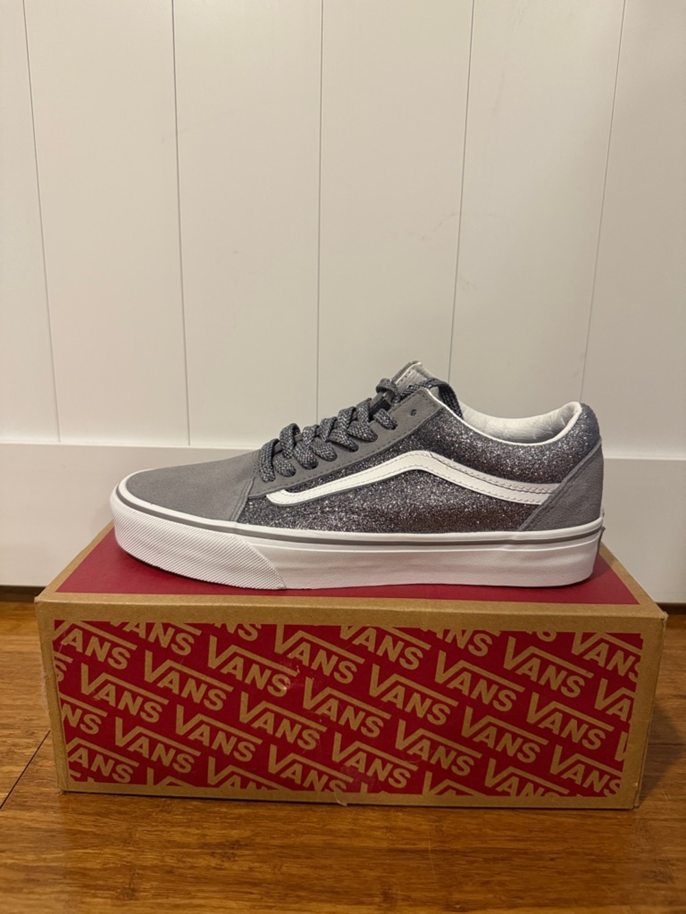 Vans Old Skool Silver Glitter & Gray Low Top Sneakers